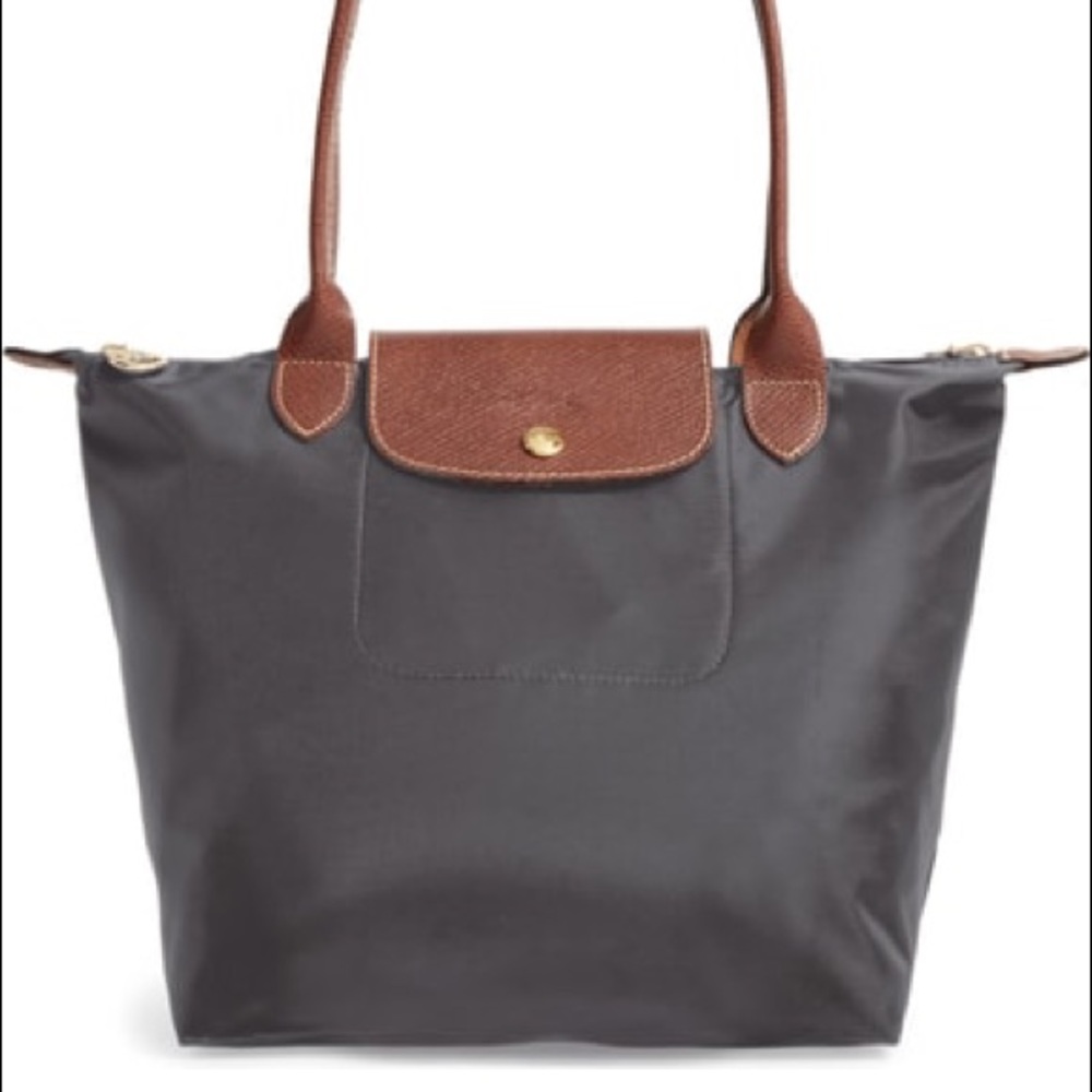 Longchamp ‘SMALL Le Pliage' Tote: Gunmetal handbag